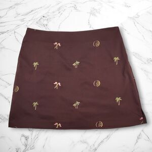 Coral Bay Women's Golf Skort Size 14 Pockets Palm Tree Stitching Brown